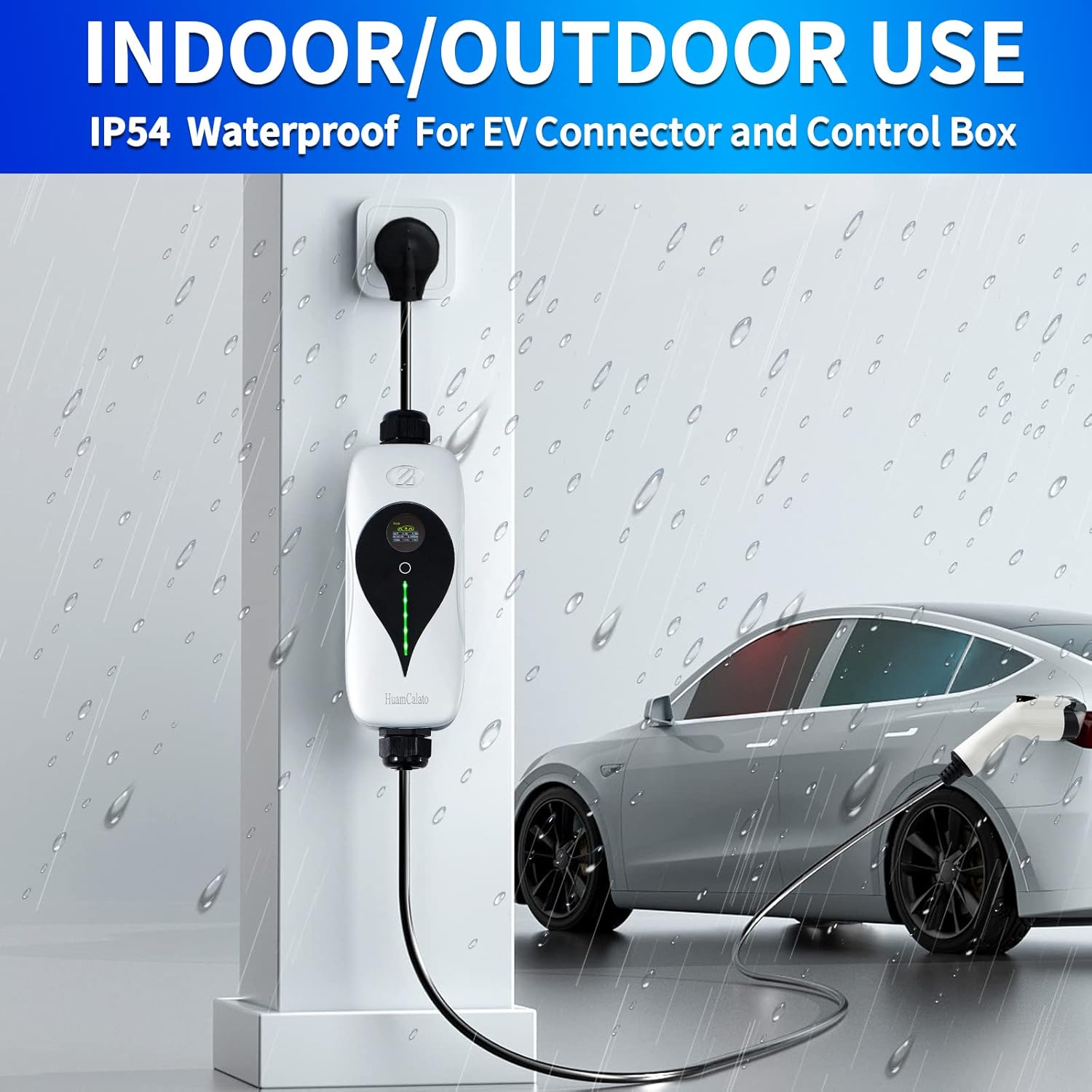 SAE J1772 Level 1+2 EV Charger, 16Amp 90-260V, 3.5KW, Portable Electric Car Charger, Charging Cable with NEMA 5-15 Male Plug Home Charging Station