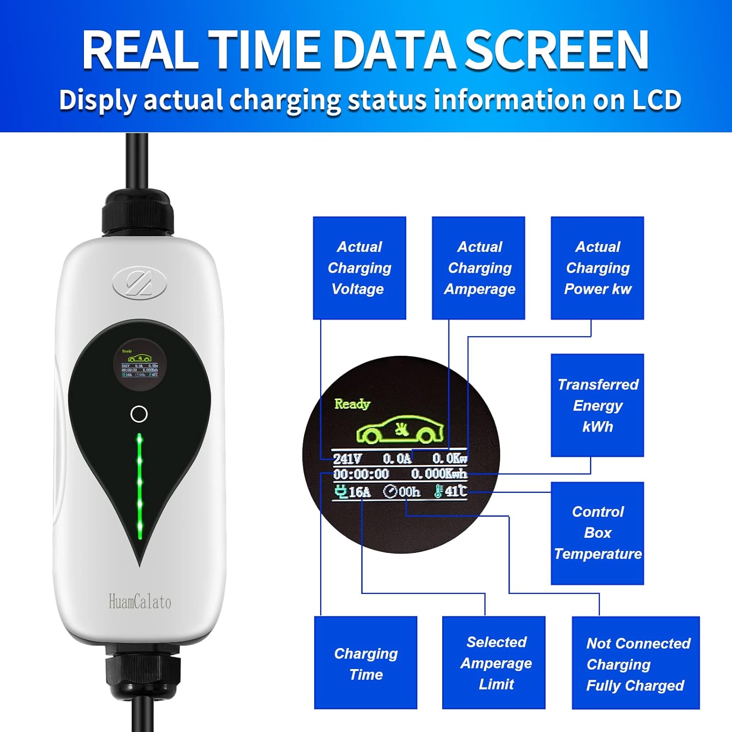 SAE J1772 Level 2 EV Charger Compatible, 32 Amp 90-260V, 7KW, Charging Cable with NEMA 14-30 Plug Home Indoor/Outdoor EV Charging 